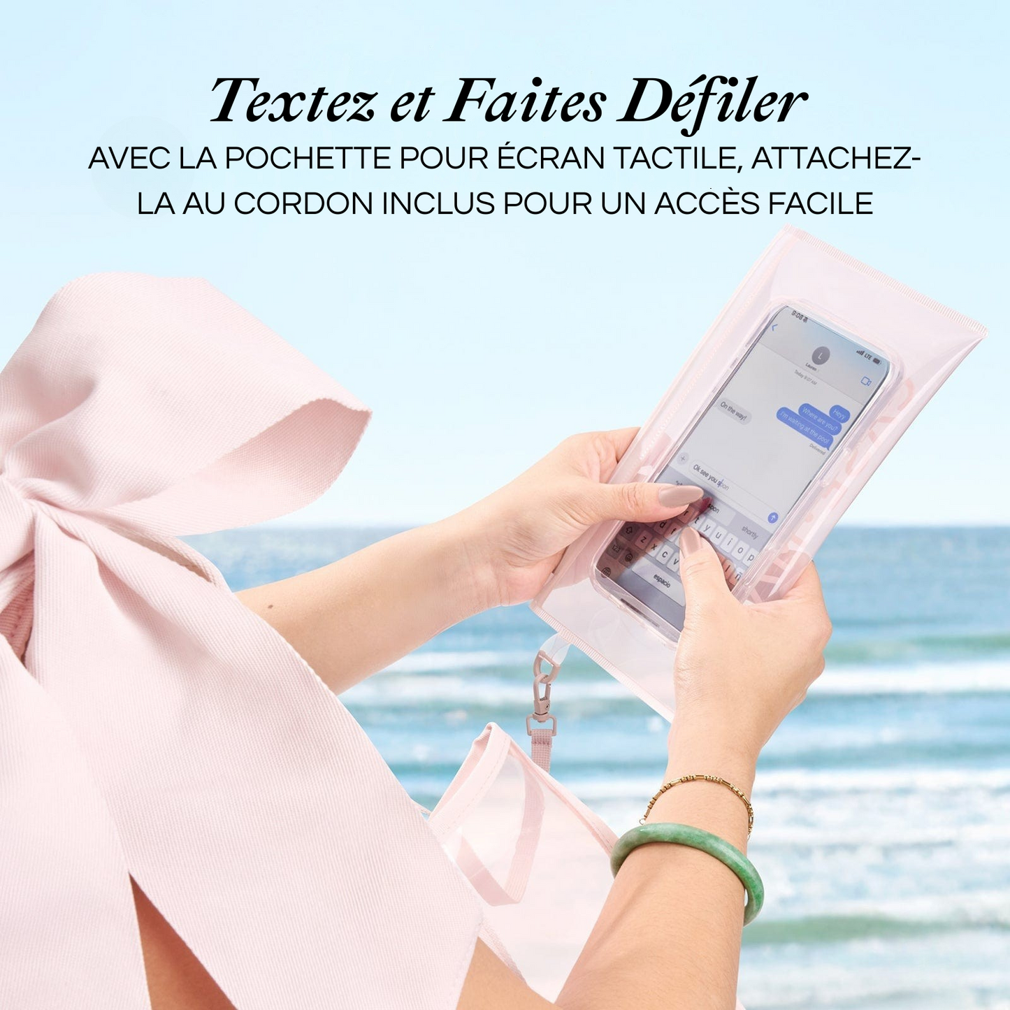 Sac de plage à nœud et pochette pour téléphone