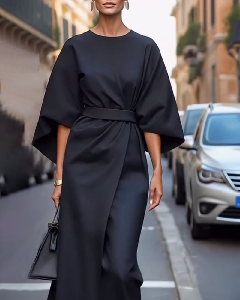 Robe Celestine™ avec manches lanternes élégantes et ceinture