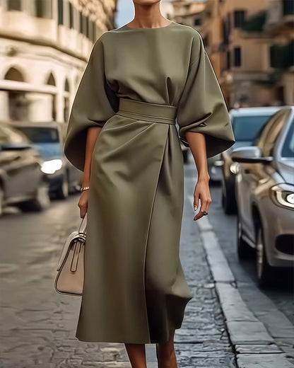Robe Celestine™ avec manches lanternes élégantes et ceinture
