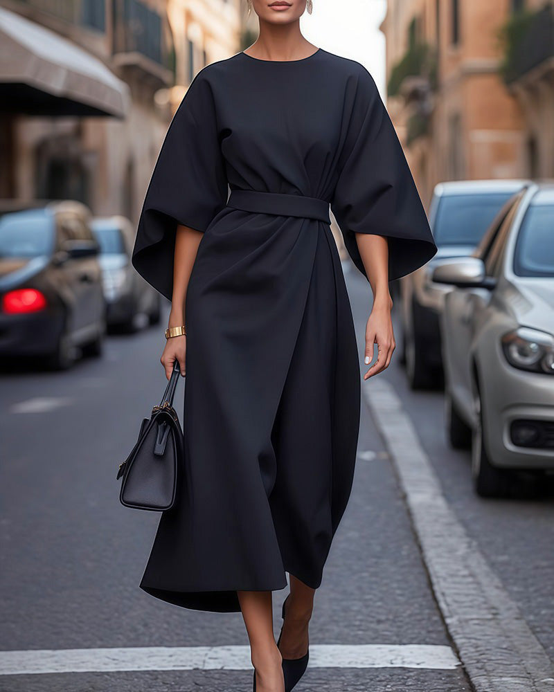 Robe Celestine™ avec manches lanternes élégantes et ceinture