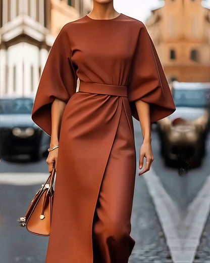 Robe Celestine™ avec manches lanternes élégantes et ceinture