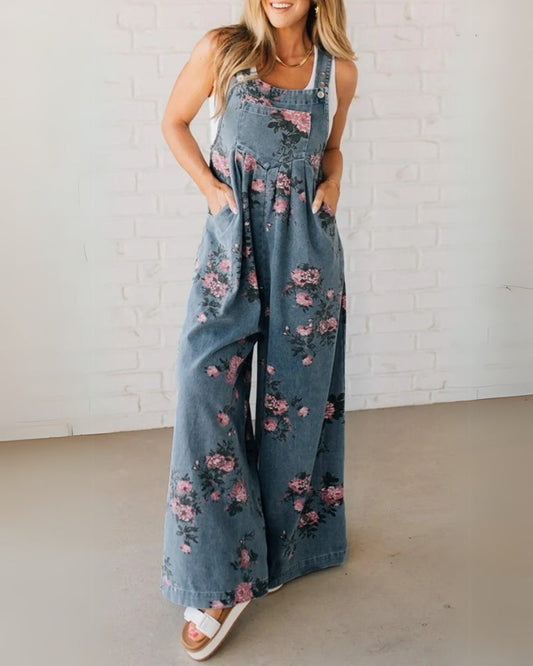 Salopette Mirona – Douceur Florale en Denim Chic