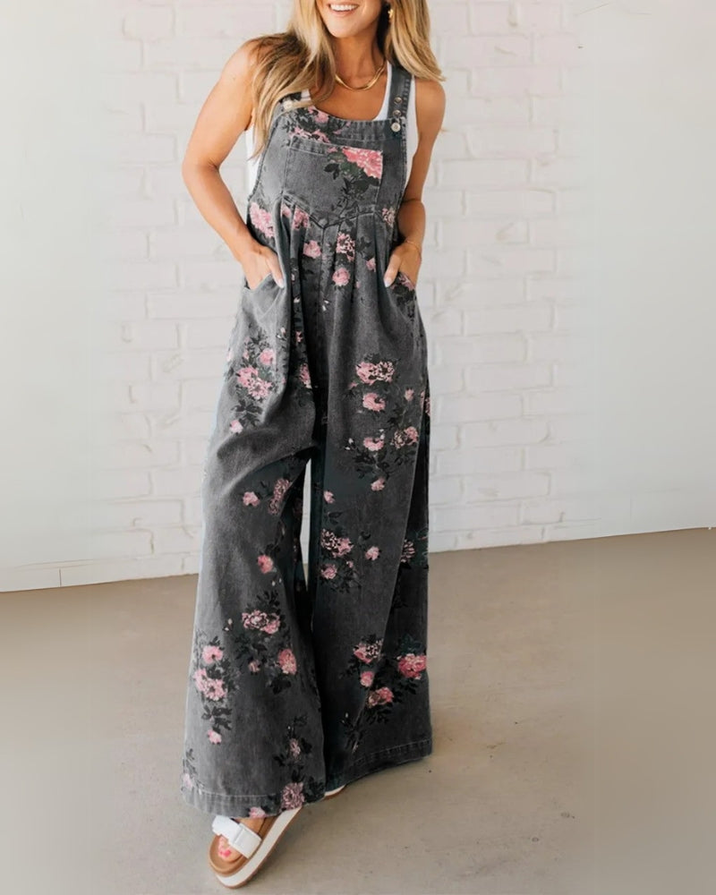 Salopette Mirona – Douceur Florale en Denim Chic