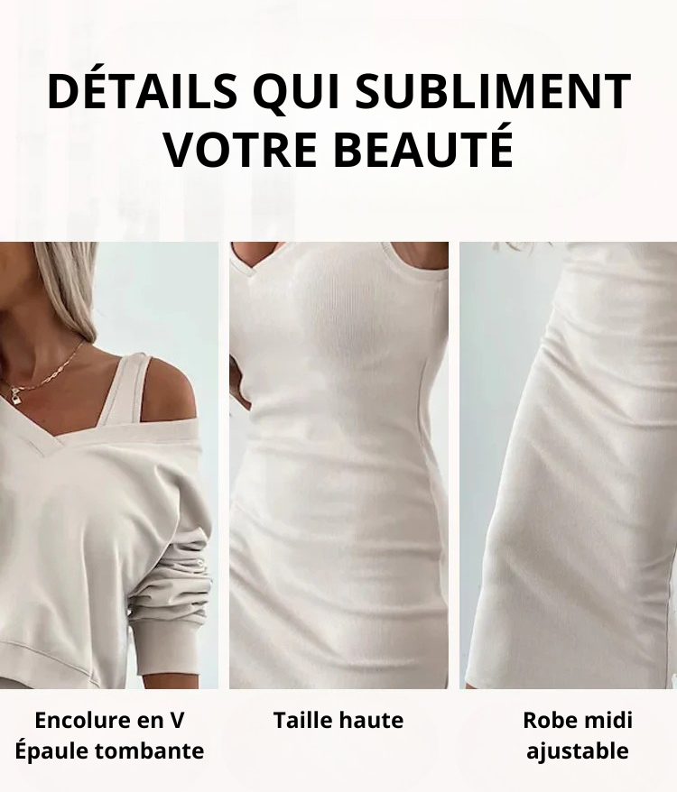 Ensemble 2 pièces pour femme: robe sans manches et pull à col en V