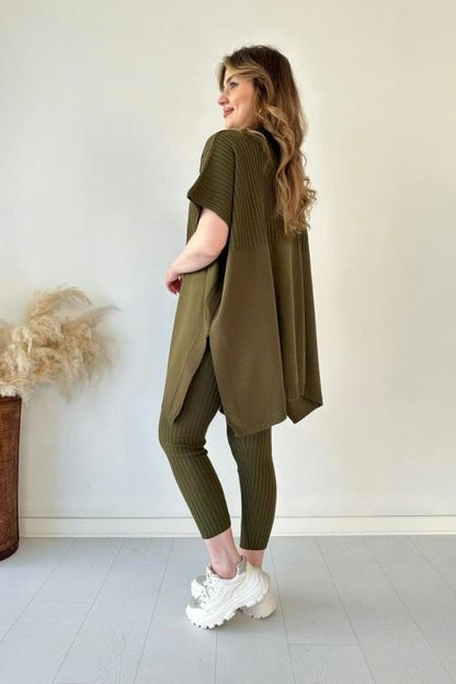 Ensemble deux pièces (haut + pantalon) en maille stretch pour femme