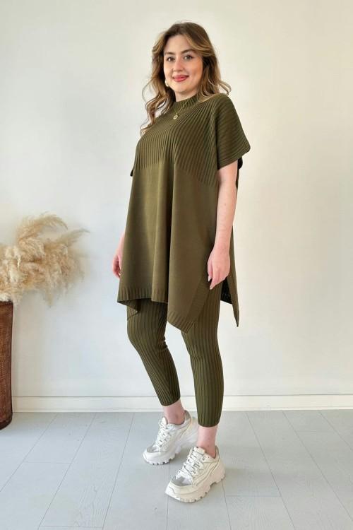 Ensemble deux pièces (haut + pantalon) en maille stretch pour femme
