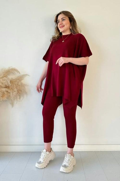 Ensemble deux pièces (haut + pantalon) en maille stretch pour femme